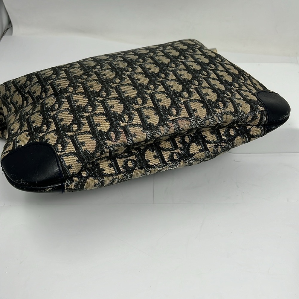 Vintage 1970’s Blue Beige Jacquard Zip Top Shoulder Crossbody Clutch Bag - Picture 9 of 16